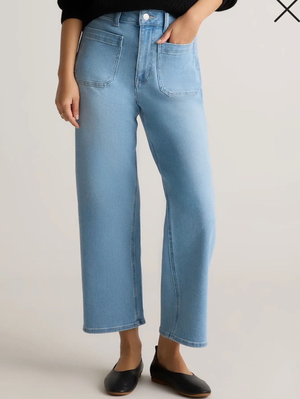 Quince Bella Stretch Patch Pocket Wide Leg Jeans